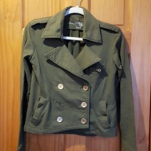 Hanna & Gracie Double Breast Cropped Military Green Jacket